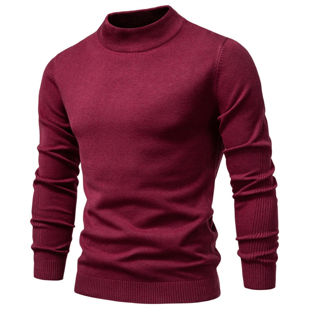 Men's Mock Neck Knit Pullover Sweater