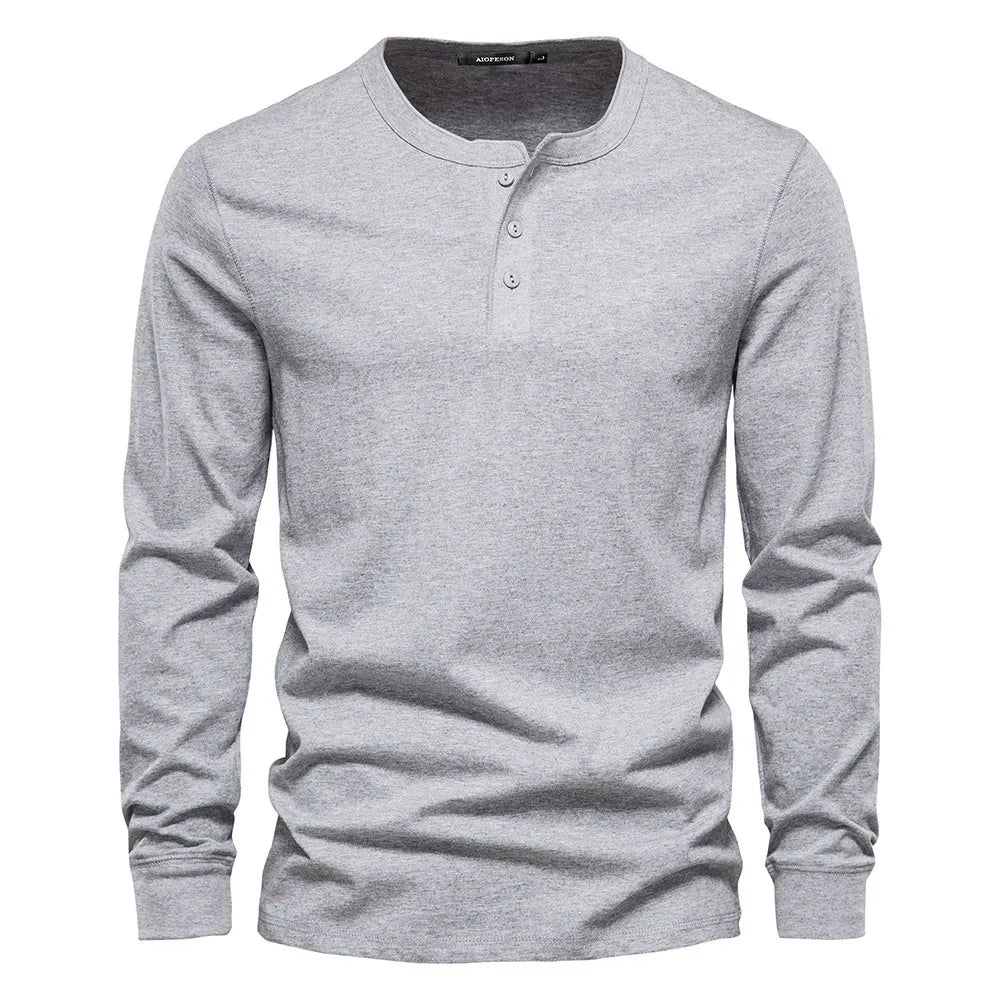 Henley Neck Long Sleeve T-Shirt