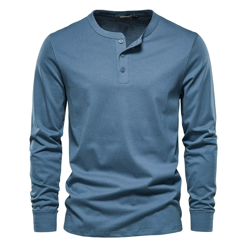 Henley Neck Long Sleeve T-Shirt