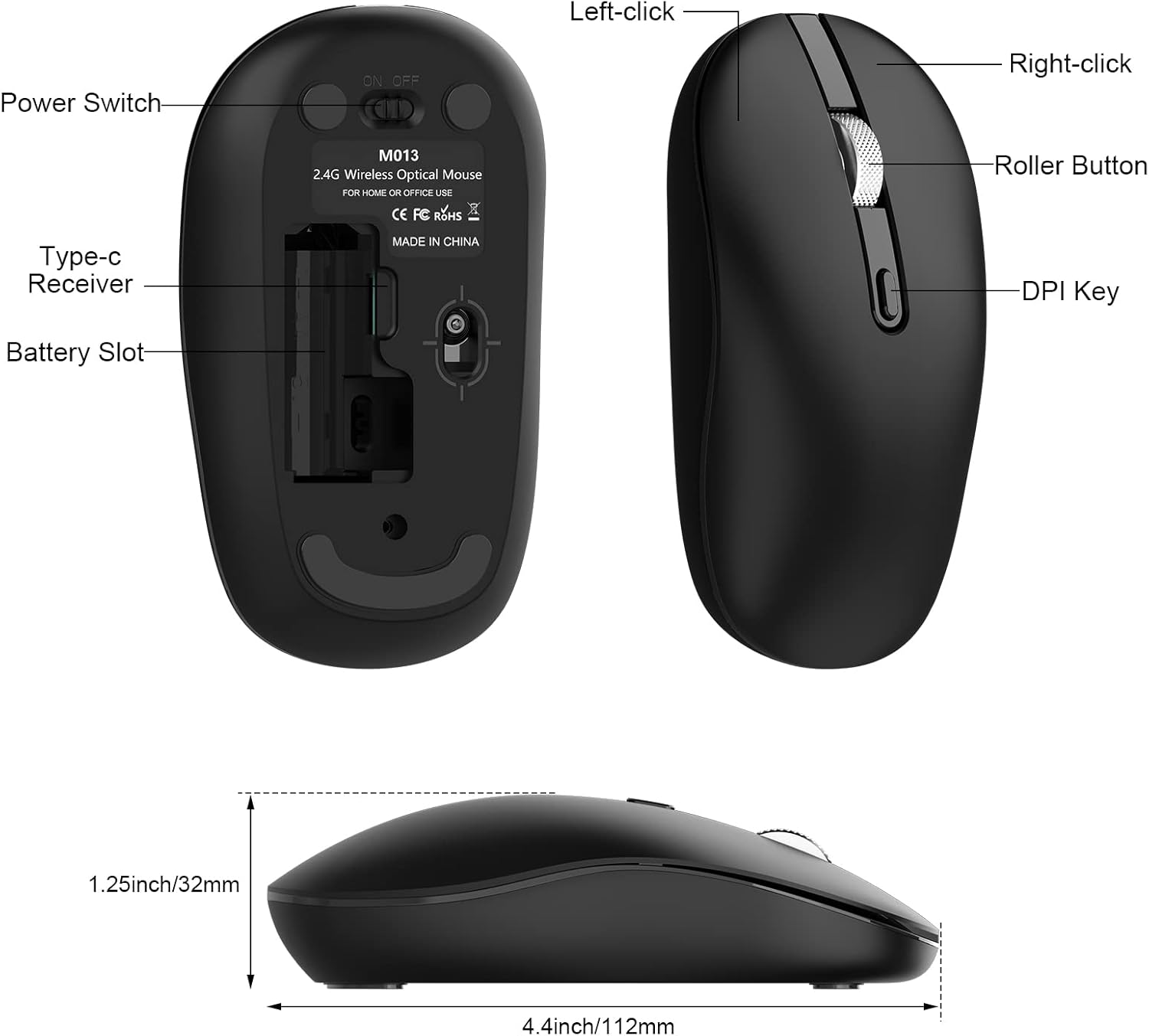 Type‑C 2.4G Wireless Ergonomic Silent Mouse