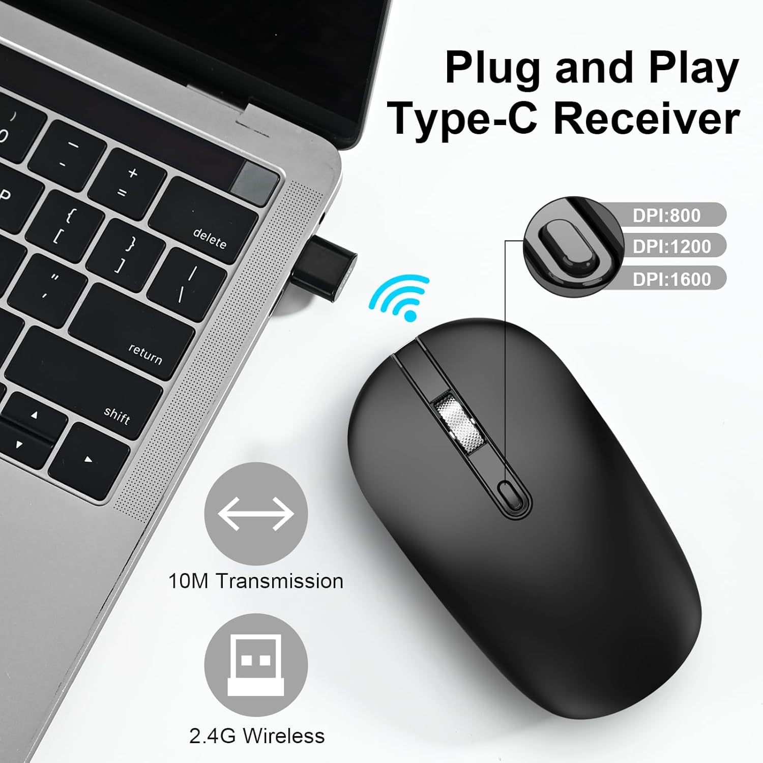 Type‑C 2.4G Wireless Ergonomic Silent Mouse
