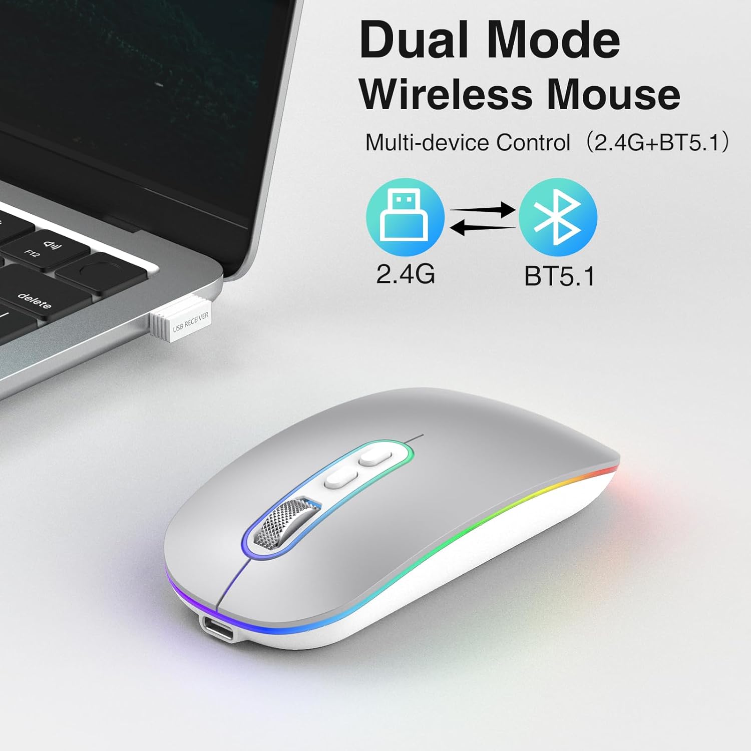 Dual Mode RGB Rechargeable Wireless Mouse